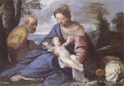 Simone Cantarini,Called Il Pesarese Rest on the Flight into Egypt (mk05) oil painting on canvas